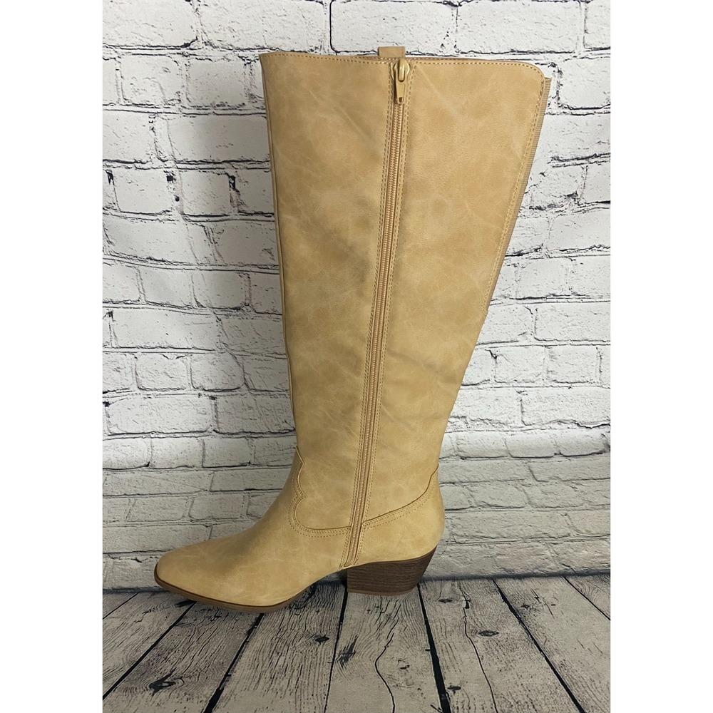 Frye & Co NWOT Womens Selah Riding Cowboy Boot 11M Cream Leather Stacked Heel - Picture 9 of 12